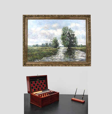 Ван Норт Александр. Луговой пейзаж с рекой